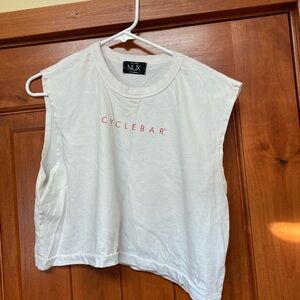 Nux/CycleBar cropped white tank, medium, very gently used, no flaws.